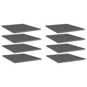 vidaXL Panneaux de bibliothèque 8 Pièces gris brillant bois d’ingénierie