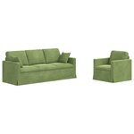 vidaXL Canapé 2 Pièces Vert clair 198 x 78 x 80 cm Velours