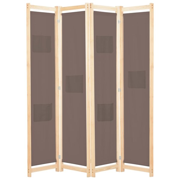 vidaXL Cloison de séparation 4 panneaux Marron 160x170x4 cm Tissu