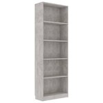 vidaXL Bibliothèque à 5 niveaux Gris béton 60x24x175cm Bois ingénierie