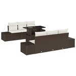 vidaXL Ensemble de canapé de jardin avec coussin 7 Pièces Marron et crème