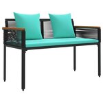 vidaXL Ensemble de meubles d'extérieur 4 Pièces Noir et turquoise