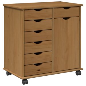 vidaXL Cabinet roulant 63 5 x 39 x 65 5 cm Bois de Pin Massif