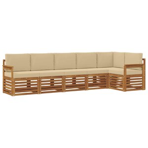 vidaXL Ensemble de canapés d'extérieur 6 pc Naturel et Beige Polyester