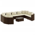 vidaXL Salon de jardin 10 Pièces avec coussins marron résine tressée