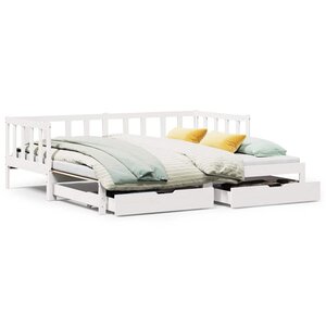 vidaXL Lit de jour avec gigogne et tiroirs sans matelas blanc 90x200cm