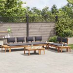 vidaXL Ensemble de canapé de jardin 5 Pièces Marron et gris
