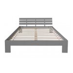 Lit en bois 120x200 cm gris avec sommier à lattes  Pin massif