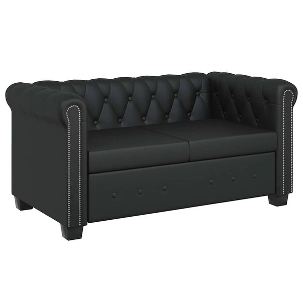 vidaXL Canapé Chesterfield à 2 places cuir synthétique noir