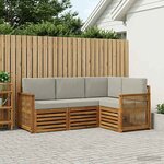 vidaXL Ensembles de canapés avec coussin 4 Pièces Bois d'Acacia Massif