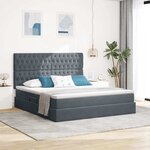 vidaXL Lit de rangement LED avec matelas Gris foncé 160 x 200 cm