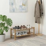 vidaXL Rack à chaussures avec étagère Naturel 68 x 28 x 30 cm Bambou