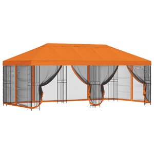 vidaXL Gazebo avec murs latéraux 6 x 3 m Orange Polyester et Acier