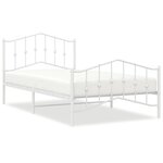 vidaXL Cadre de lit métal avec tête de lit/pied de lit blanc 107x203cm
