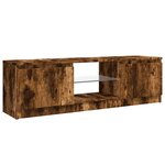 vidaXL Meuble TV avec lumières LED chêne fumé 120x30x36 cm