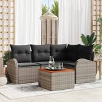 vidaXL Ensemble de canapé de jardin 5 Pièces Gris Poly rotin