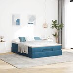 vidaXL Cadre de lit ottoman avec matelas bleu foncé 140x200 cm velours