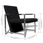 vidaXL Fauteuils lot de 2 avec cadre chromé noir similicuir