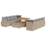vidaXL Ensemble de canapé de jardin 11 Pièces Beige Poly rotin
