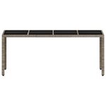 vidaXL Table de jardin dessus en verre gris clair résine tressée