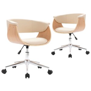 vidaXL Chaises pivotantes à manger lot de 2 crème similicuir