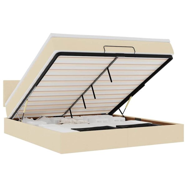 vidaXL Lit ottoman avec matelas et LED crème 180x200cm tissu