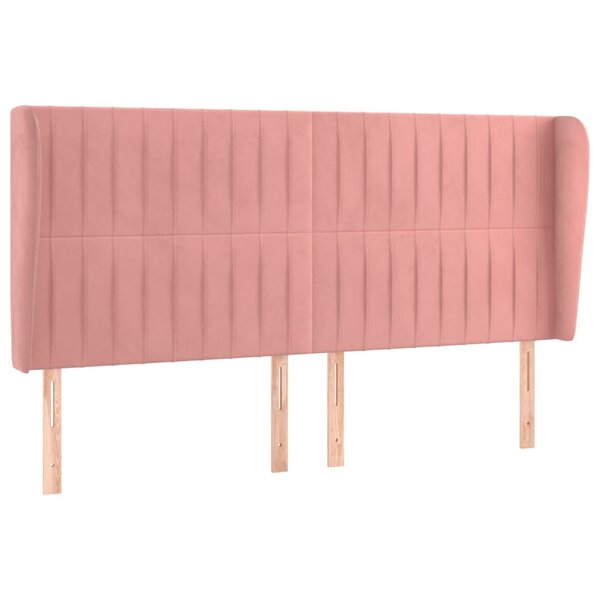 vidaXL Tête de lit avec oreilles Rose 203x23x118/128 cm Velours