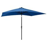 vidaXL Parasol de jardin avec LED et mât en acier bleu azuré 2x3 m