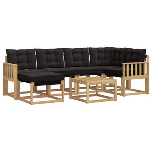 vidaXL Ensemble de canapés d'extérieur 7 pc Blanc et noir