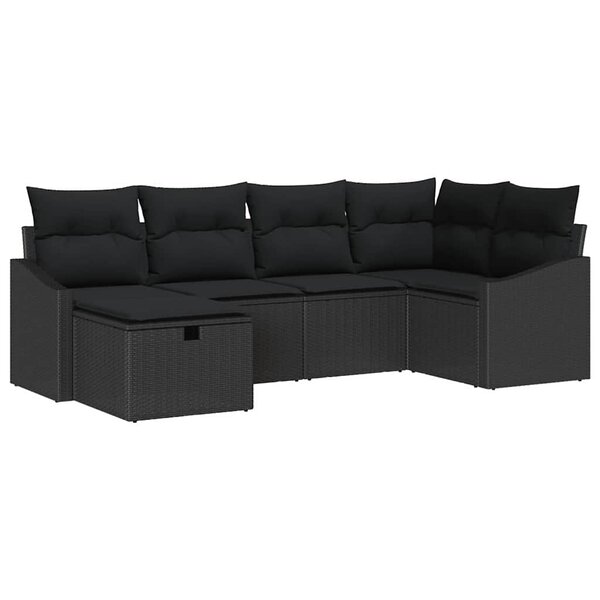 vidaXL Ensemble de canapé de jardin 6 Pièces Noir 55 x 62 x 69 cm