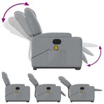 vidaXL Fauteuil inclinable de massage électrique Gris clair Tissu