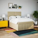 vidaXL Sommier à lattes de lit avec matelas Crème 140x200 cm Tissu