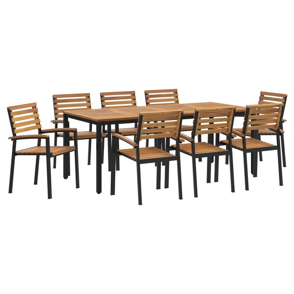 vidaXL Ensemble de Salle à Manger de Jardin 9 Pièces en Bois Massif d'Acacia et Métal