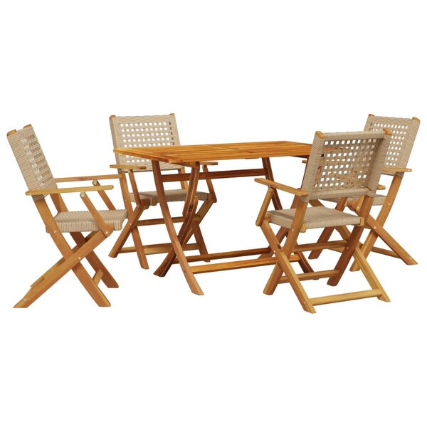 vidaXL Ensemble à manger de jardin 5 Pièces résine tressée et bois massif