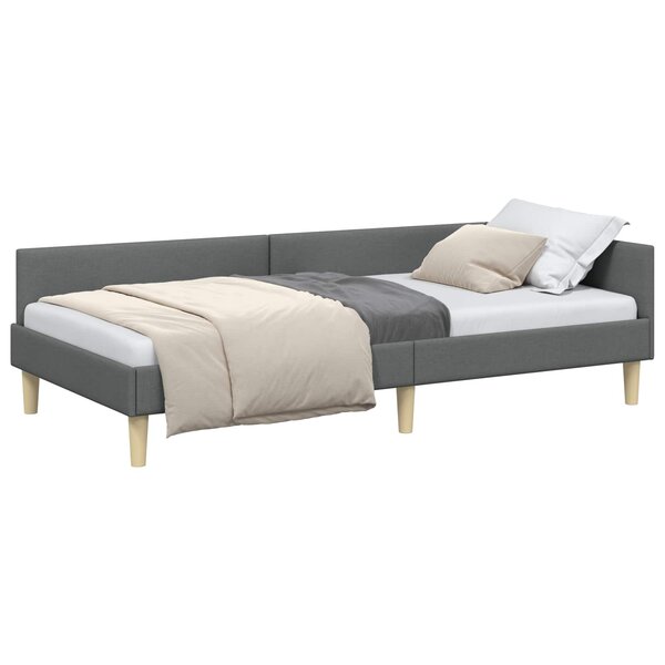 vidaXL Cadre de lit d'angle Gris foncé 90 x 190 cm tissu