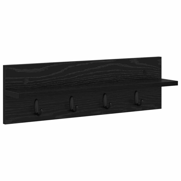 vidaXL Porte-manteau mural avec étagère Chêne noir 60 x 10.5 x 18 cm