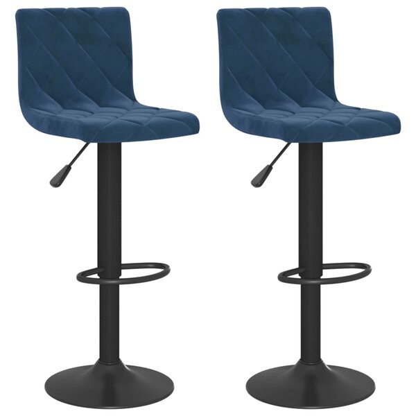 Vidaxl tabourets de bar 2 pcs bleu velours