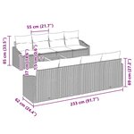 vidaXL Ensemble de canapé de jardin avec coussin 9 Pièces Noir Poly rotin