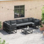 vidaXL Ensemble de canapé de jardin 7 Pièces Noir Aluminium