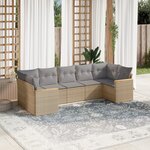 vidaXL Salon de jardin avec coussins 7 Pièces beige résine tressée