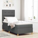 vidaXL Lit à ressorts avec matelas Gris foncé 80 x 200 cm tissu
