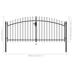 vidaXL Double portail avec haut sous forme de lance 300 x 150 cm