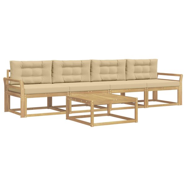 vidaXL Ensemble de canapés d'extérieur 4 pc Blanc et Beige