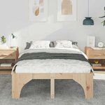 vidaXL Cadre de lit surélevé Marron 140 x 190 cm Bois massif en pin