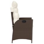 vidaXL Chaises inclinables de jardin lot de 2 et coussins marron rotin
