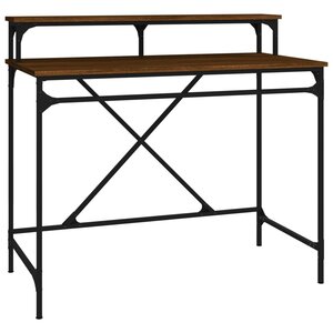 vidaXL Bureau chêne marron 100x50x90 cm bois d'ingénierie et fer