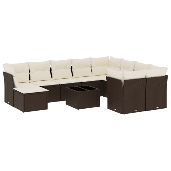vidaXL Salon de jardin et coussins 11 Pièces marron résine tressée