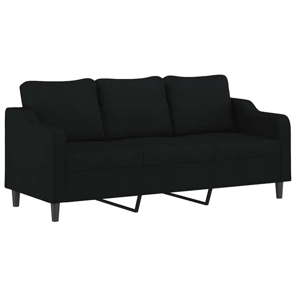 vidaXL Canapé à 3 places Noir 180 cm Tissu