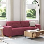 vidaXL Sofa 3 places avec coussin Rouge bordeaux tissu