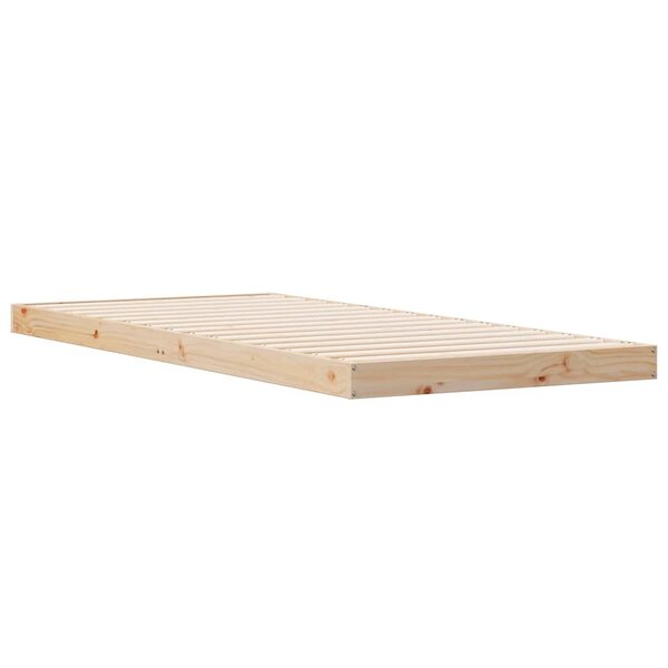 vidaXL Cadre de lit surélevé Naturel 90 x 220 cm Bois de pin massif